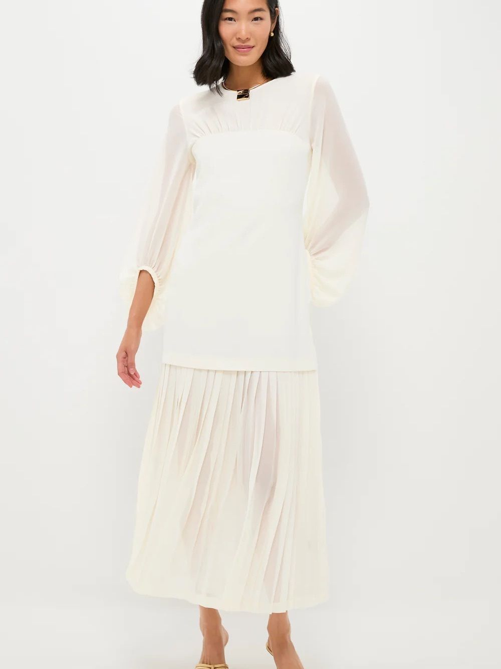 TUCKERNUCK Ivory Chiffon Pleated Lorraine Dress